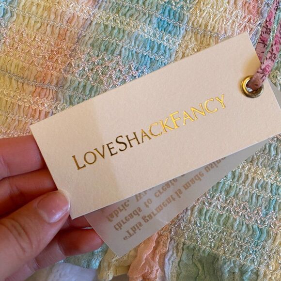 NWT LoveShackFancy Saba Ruffle Tie Dye Crop Top in Multi Horizon - Picture 9 of 14